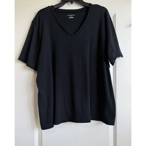Liz Claiborne Women's Black Short Sleeve V Neck Knit Top Size 3X